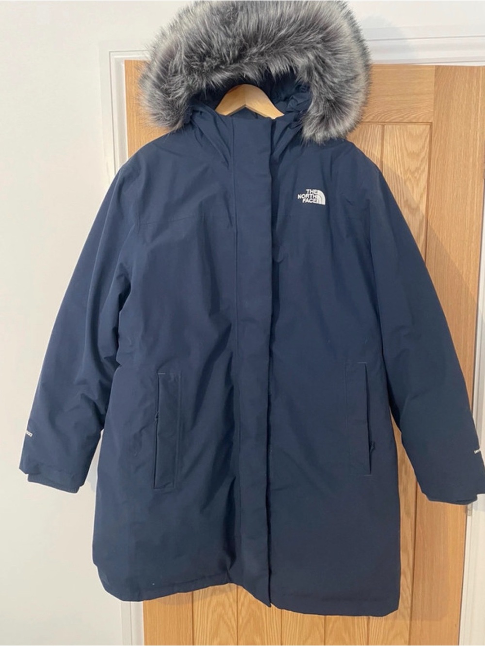The North Face Navy Parka with Faux Fur Trim Hood